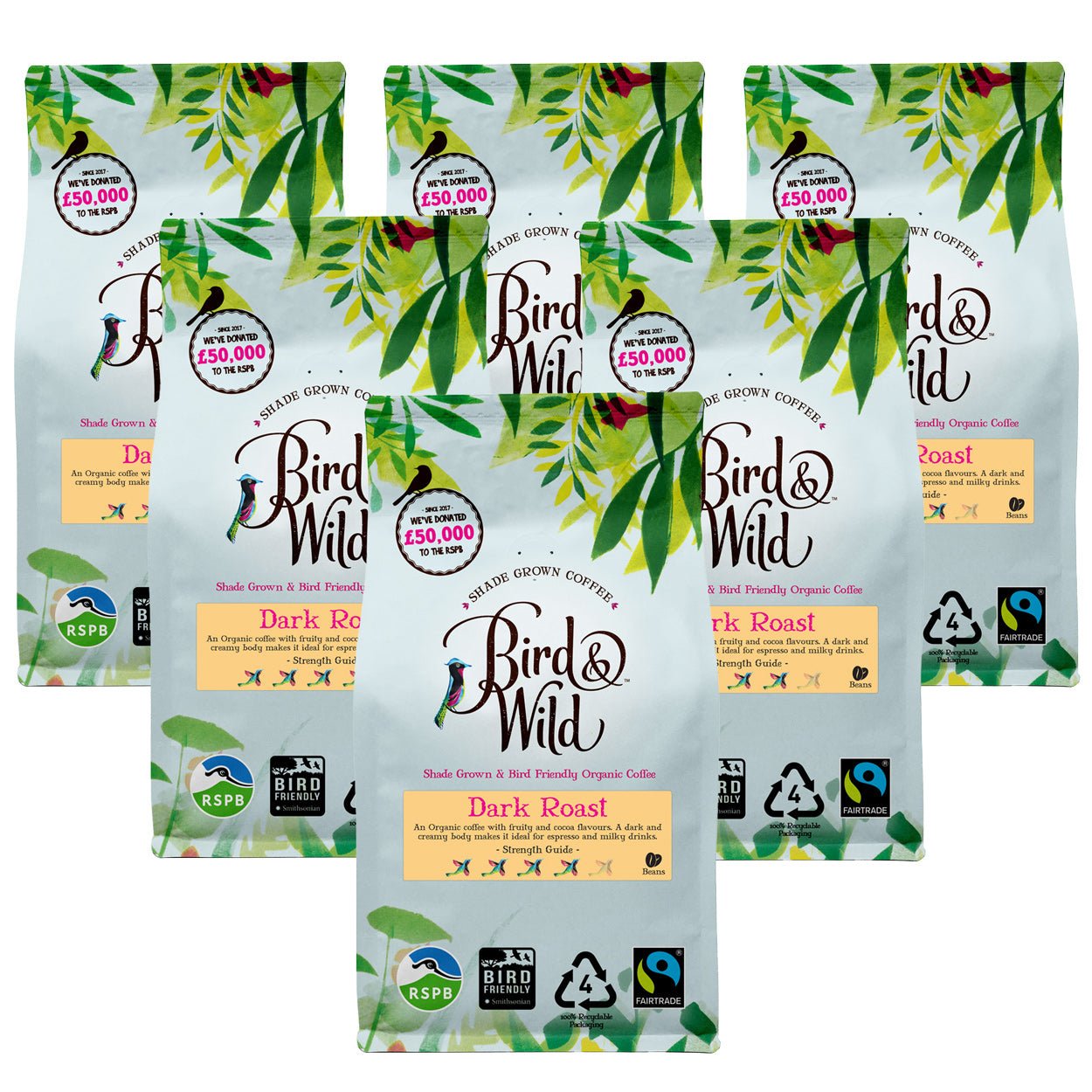 Dark Roast Fairtrade Organic Coffee Beans and Ground - 200g, 500g, 1kg - Bird & Wild Coffee