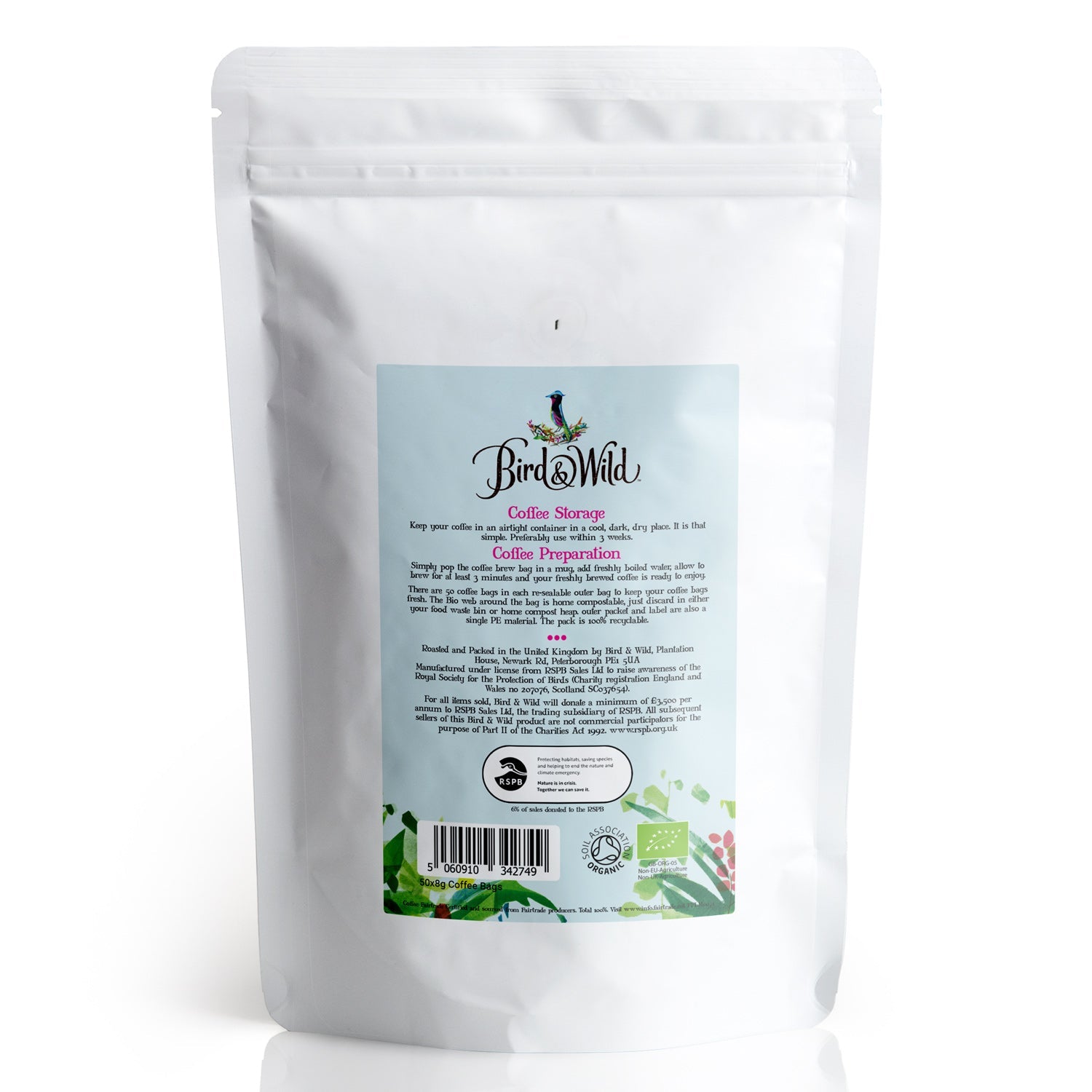 Medium Roast Fairtrade Organic Coffee Bags 400g - Bird & Wild Coffee