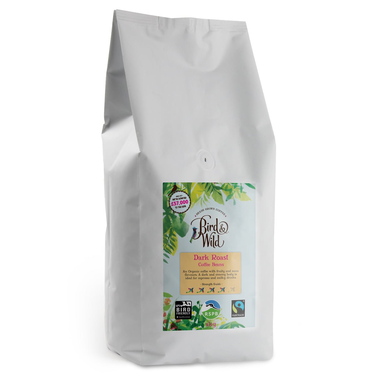 Dark Roast Blend, Organic Coffee, 1kg - Whole Bean - Bird & Wild Coffee