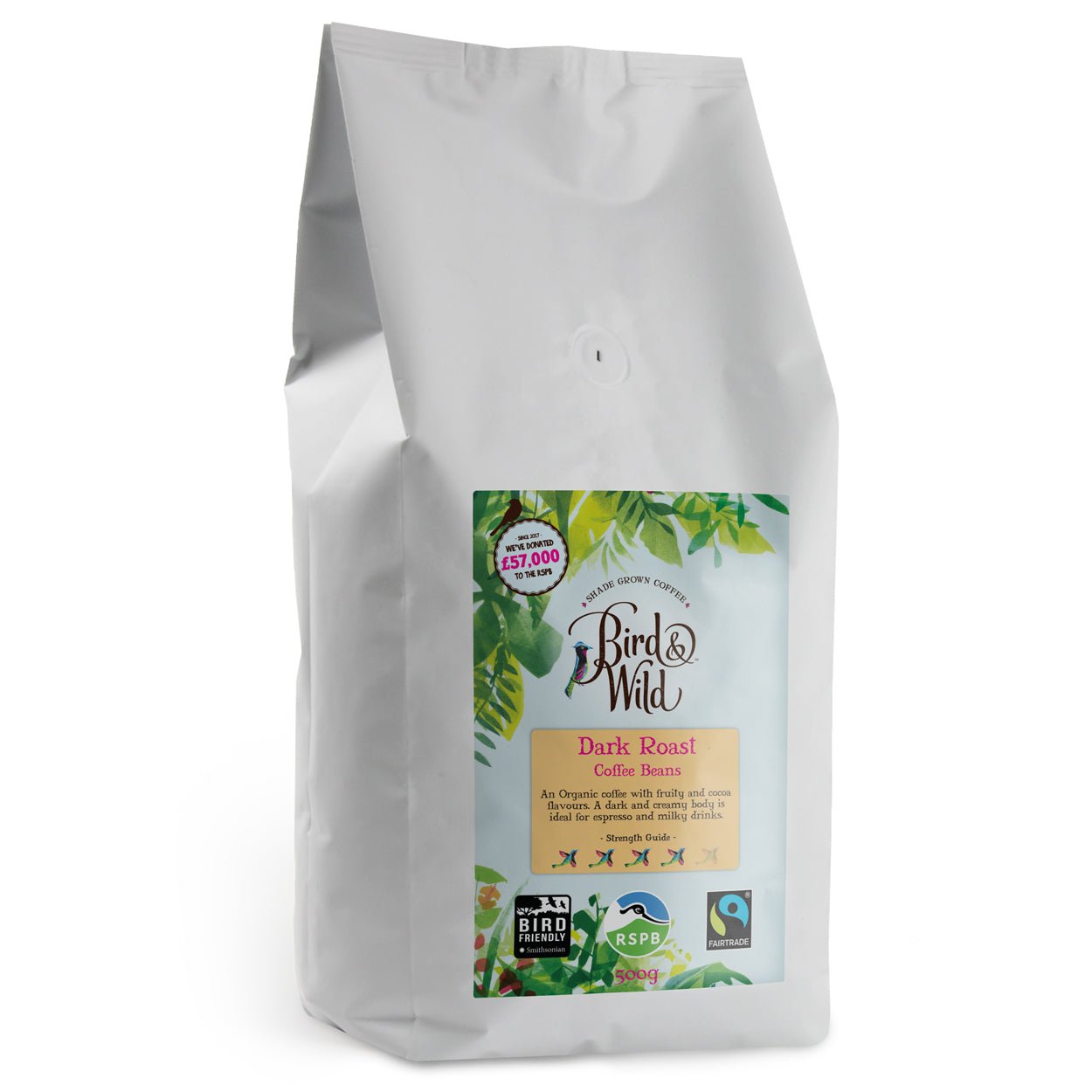 Dark Roast Fairtrade Organic Coffee - Case of 10 x 500g - Bird & Wild Coffee