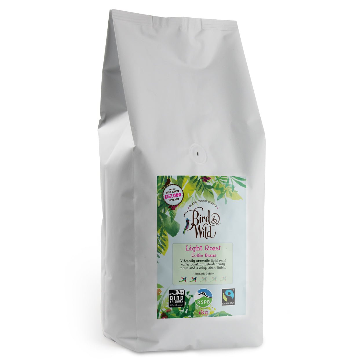Light Roast Fairtrade Organic Coffee - Case of 6 x 1kg - Bird & Wild Coffee