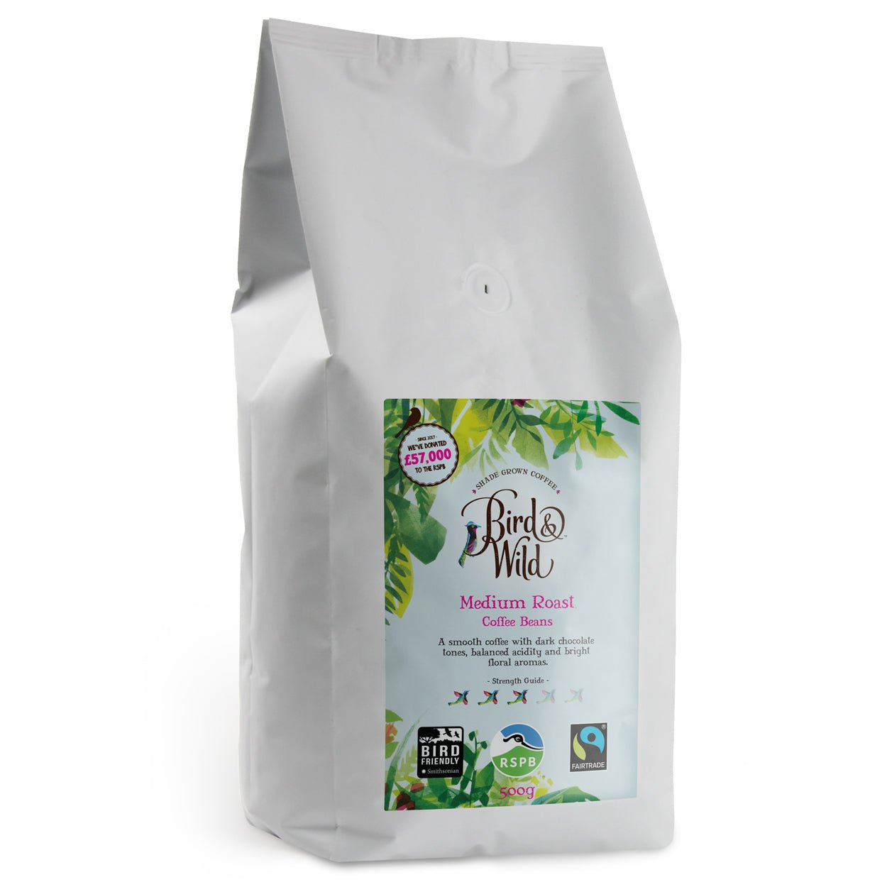 Medium Roast Fairtrade Organic Coffee - Case of 10 x 500g - Bird & Wild Coffee