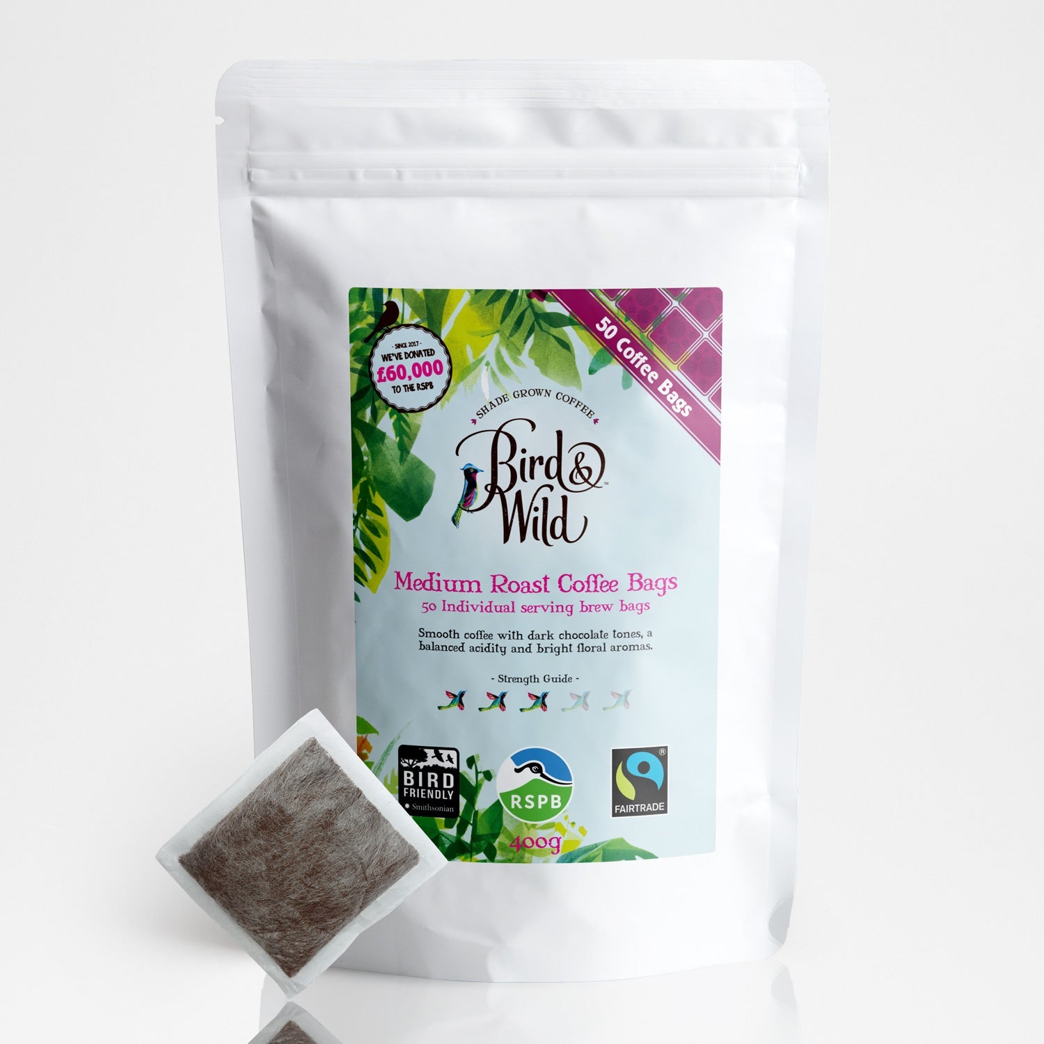 Medium Roast Fairtrade Organic Coffee, Beans or Ground - 200g, 500g, 1kg - Bird & Wild Coffee