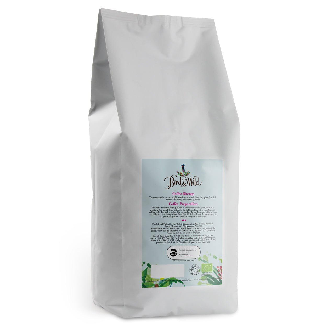 Medium Roast Organic Coffee Beans - CASE OF 6 x 1kg BAGS - Bird & Wild Coffee