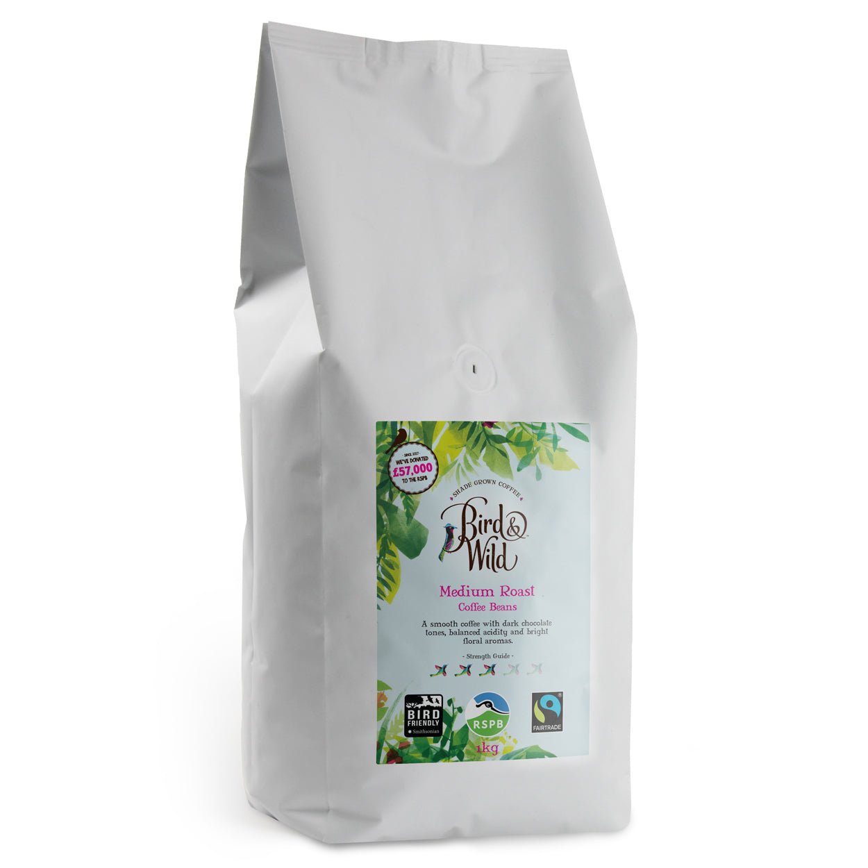 Medium Roast Organic Coffee Beans - CASE OF 6 x 1kg BAGS - Bird & Wild Coffee